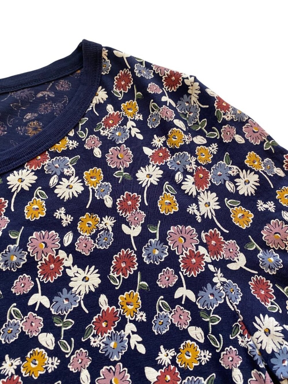 Dip Women's XL Navy Tee Top Boho Floral Organic Cotton Short-Sleeve Cottagecore - Picture 10 of 10